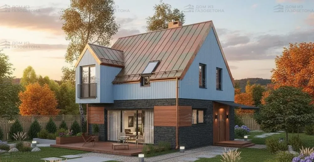 Проект Двухэтажный дом 8 на 8, 74 м2