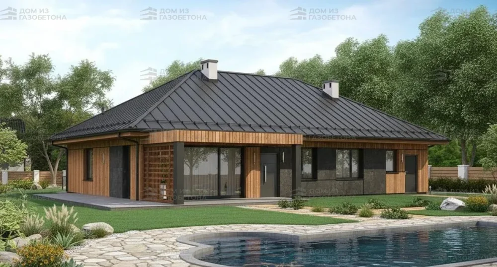 Проект Одноэтажный дом 11 на 17, 154 м2